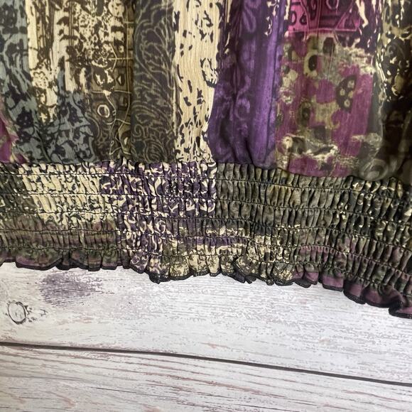 Christopher & Banks Blouse SZ Small‎ Women Purple Chiffon Overlay Tank Lining - Picture 2 of 15